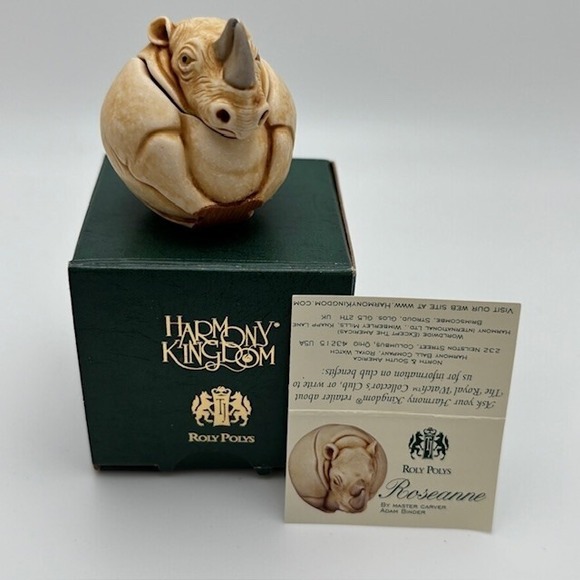 Harmony Kingdom Other - HARMONY KINGDOM ROLY POLY "ROSEANNE" RHINO TRINKET BOX BY ADAM BINDER NEW!